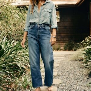 imogene + willie High-Rise Straight Leg Jeans in Medium Blue
